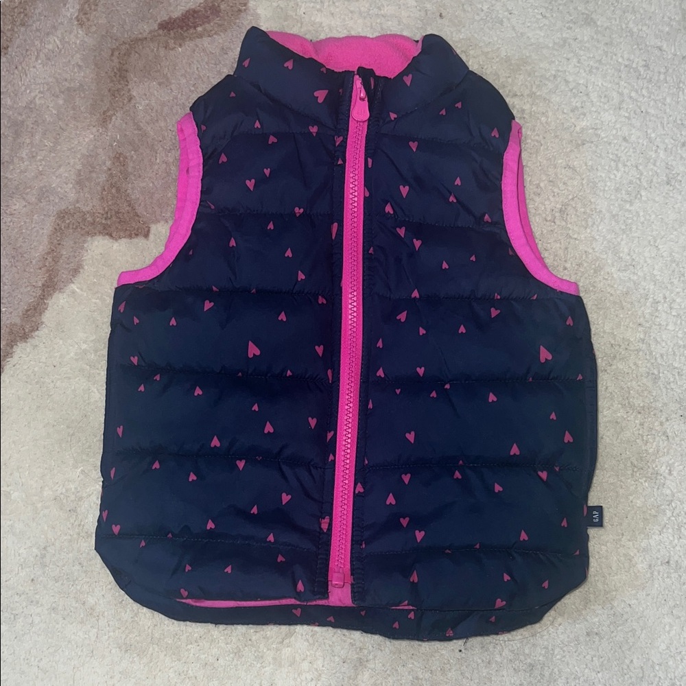 GAP Kids Navy and Pink Heart Vest